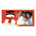 Carte photo heureux de Noël de famille de bonhomme Carte Avec Photo