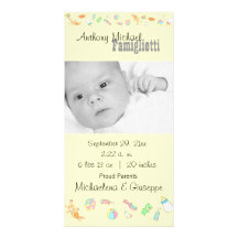 Carte photo jaune personnalisable de nouveau bébé cartes avec photo