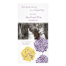 Carte photo jaune pourpre de mariage de fleur de M Cartes Avec Photo