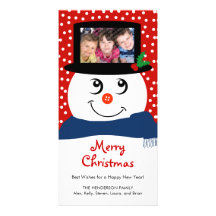 Carte photo mignon de bonhomme de neige de Noël Cartes Avec Photo