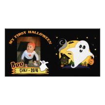 Carte photo mignon de coutume de Halloween Photocartes