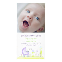 Carte photo pourpre de faire-part de naissance de  photocartes