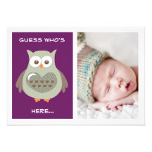 CARTE PHOTO POURPRE MIGNON DE FAIRE-PART DE BÉBÉ D