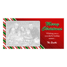 Carte photo rayé de Joyeux Noël Cartes De Vœux Avec Photo