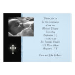 Carte photo religieux bleu invitations personnalisées