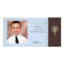 Carte photo religieux de Brown bleu Photocarte Personnalisée