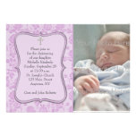 Carte photo religieux floral pourpre invitation