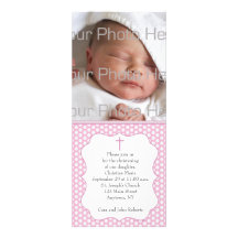 Carte photo religieux rose de point de polka invitation