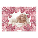 Carte photo rose de frontière de fleur cartons d'invitation personnalisés