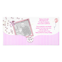 Carte photo rose de Merci de baby shower de bébé Modèle Pour Photocarte
