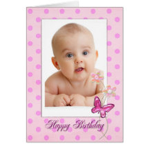 Carte photo rose de point de polka