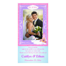 Carte photo rose et pourpre de mariage de conte de photocartes personnalisées