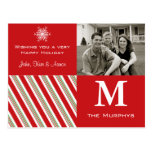 Carte photo rouge de vacances de flocon de neige cartes postales