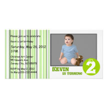 Carte photo vert d'anniversaire de enfant de rayur carte avec photo