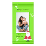 Carte photo vert simple de Noël de vacances de Pèr photocartes