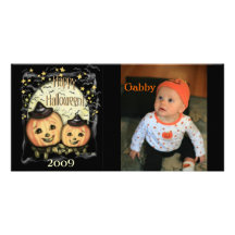 Carte photo vintage de coutume de Halloween de sty Modèle Pour Photocarte
