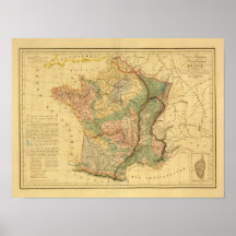 Carte physique et minéralogique de la France Posters