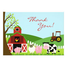 Carte plate d'animaux de Merci Invitations