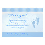 Carte plate de Merci bleu de baby shower de pieds  Invitations