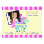 Carte plate peinte de Merci de photo de poney Invitation