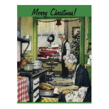 Carte postale à la maison vintage démodée de Noël