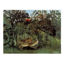 Carte postale affamée du lion de Rousseau