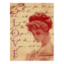 Carte postale antique de lettre d'amour
