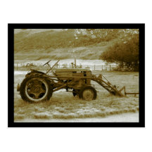 Carte postale antique de tracteur