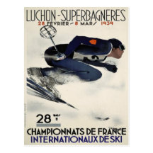 Carte postale avec l'affiche fraîche de ski de Fra