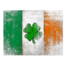 Carte postale avec le drapeau irlandais vintage