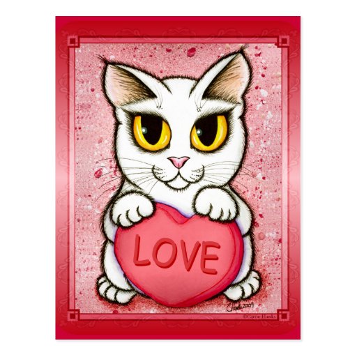 Carte postale blanche d'amour de coeur de sucrerie