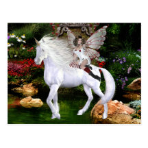 Carte postale blanche de beauté de licorne