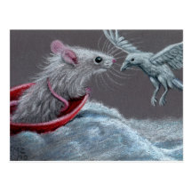 Carte postale blanche de Raven de rat