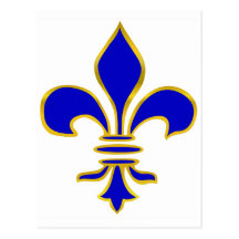 Carte postale bleu-foncé et de gold fleur de lis