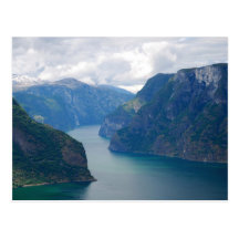 Carte postale bleue de rêve de fjord