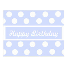 Carte postale bleue et blanche de joyeux anniversa
