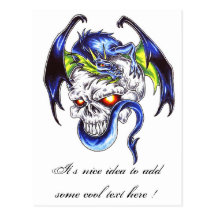 Carte postale bleue fraîche de tatouage de dragon 
