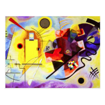 Carte postale bleue rouge jaune de Kandinsky