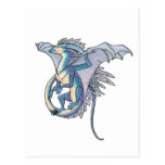Carte postale bleue volante de dragon