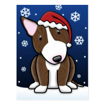 Carte postale Brindle de Noël de bull-terrier de K