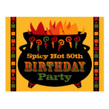Carte postale chaude et épicée d'invitation d'anni