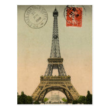 Carte postale chic française vintage de Paris de T