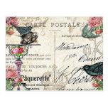 Carte postale chic minable d'oiseau bleu de Paris
