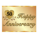Carte postale - cinquantième anniversaire - or