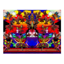 Carte postale d'ange de vol de femme de papillon
