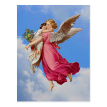 Carte postale d'ange gardien et d'enfant