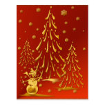 Carte postale d'arbre de bonhomme de neige et de N