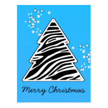 Carte postale d'arbre de Noël de zèbre