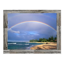 carte postale d'arc-en-ciel avec le cadre de barnw