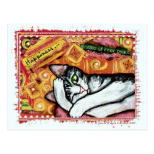Carte postale d'art de chat de zen
